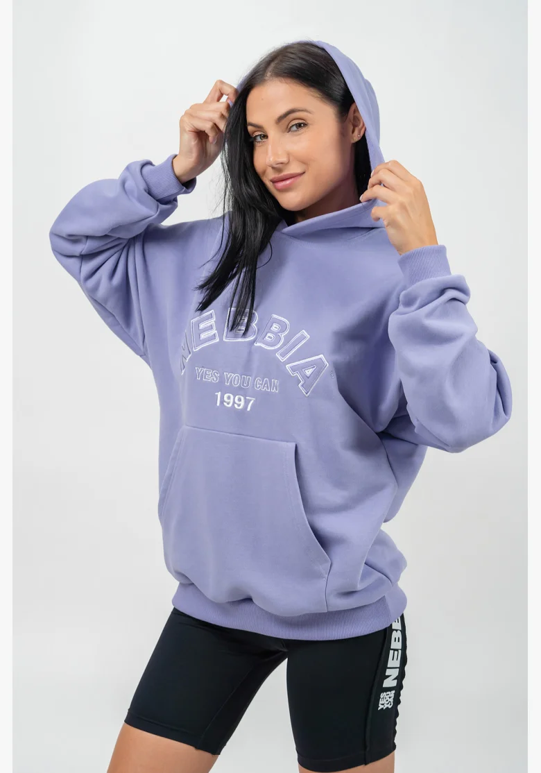 NEBBIA • Felpa oversize con cappuccio GYM RAT viola • Nebshop.cz