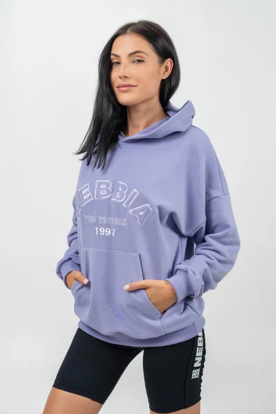 NEBBIA • Felpa oversize con cappuccio GYM RAT viola • Nebshop.cz
