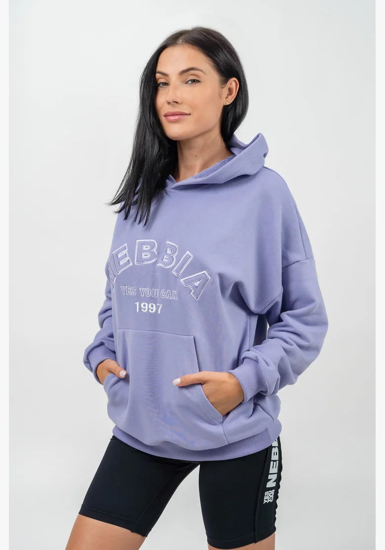 NEBBIA • Felpa oversize con cappuccio GYM RAT viola • Nebshop.cz