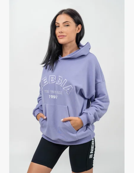 NEBBIA • Felpa oversize con cappuccio GYM RAT viola • Nebshop.cz