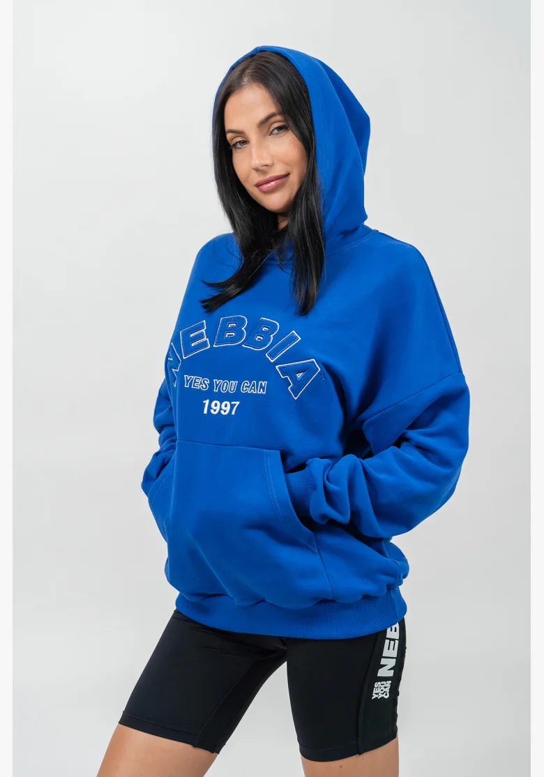 NEBBIA • Felpa oversize con cappuccio GYM RAT blu • Nebshop.cz