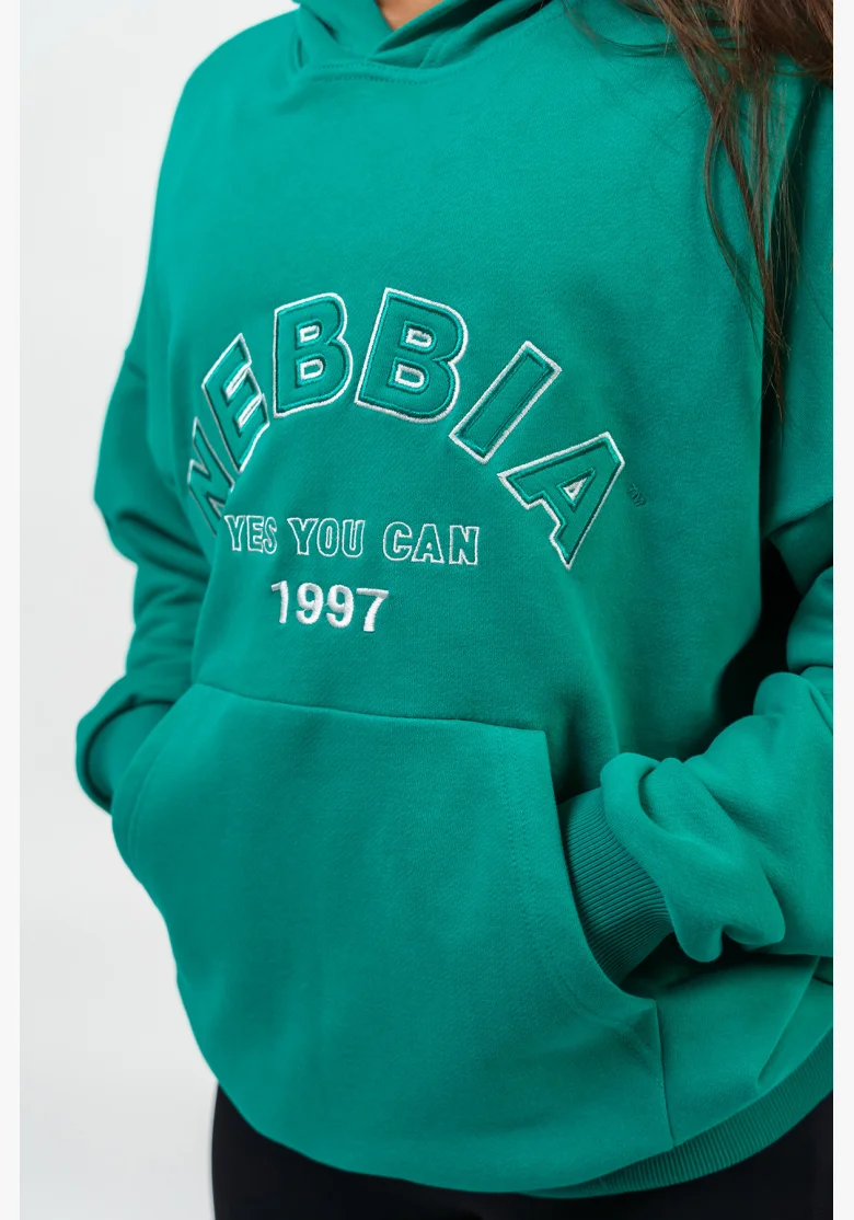 NEBBIA • Felpa oversize con cappuccio GYM RAT verde • Nebshop.cz