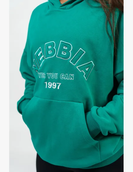NEBBIA • Felpa oversize con cappuccio GYM RAT verde • Nebshop.cz