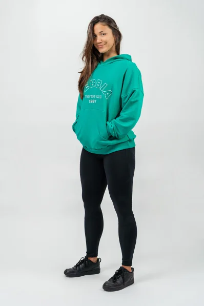 NEBBIA • Felpa oversize con cappuccio GYM RAT verde • Nebshop.cz