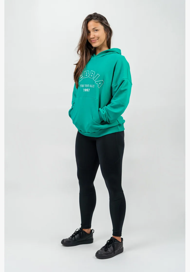 NEBBIA • Felpa oversize con cappuccio GYM RAT verde • Nebshop.cz