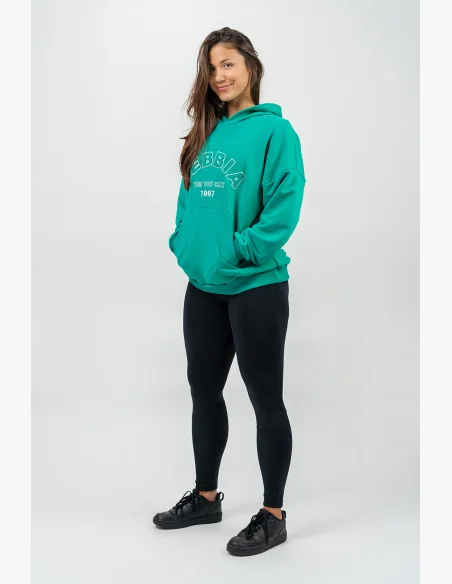 NEBBIA • Felpa oversize con cappuccio GYM RAT verde • Nebshop.cz