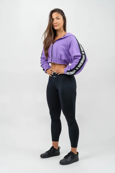 NEBBIA • Felpa cropped con cappuccio ICONIC lilla • Nebshop.cz 2