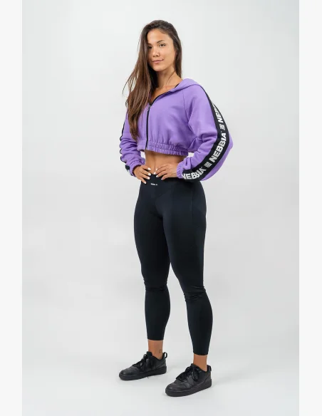 NEBBIA • Felpa cropped con cappuccio ICONIC lilla • Nebshop.cz