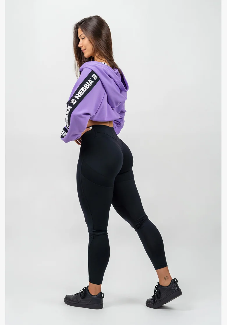 NEBBIA • Felpa cropped con cappuccio ICONIC lilla • Nebshop.cz