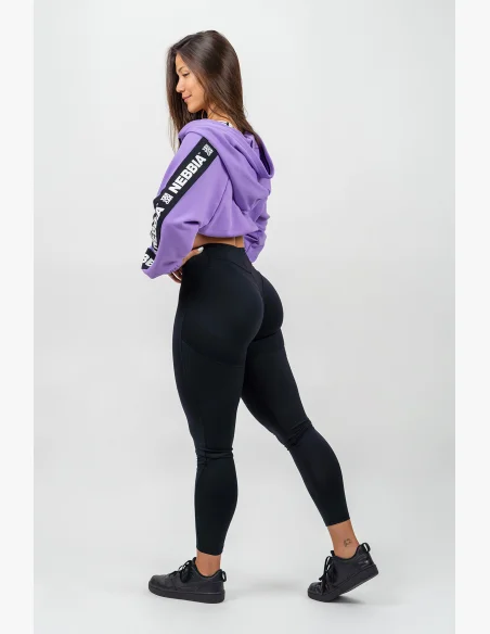 NEBBIA • Felpa cropped con cappuccio ICONIC lilla • Nebshop.cz