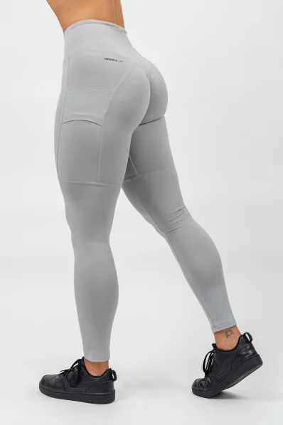 NEBBIA • Leggings a vita alta LEG DAY GOALS grigio • Nebshop.it