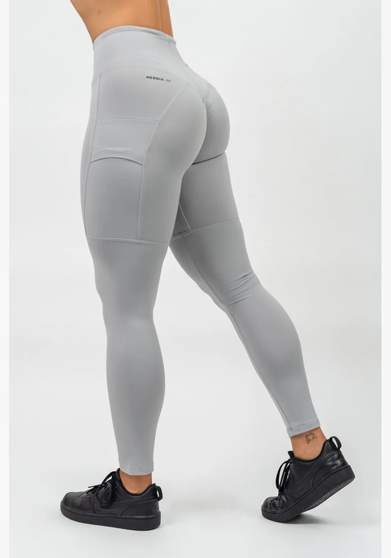 NEBBIA • Leggings a vita alta LEG DAY GOALS grigio • Nebshop.it