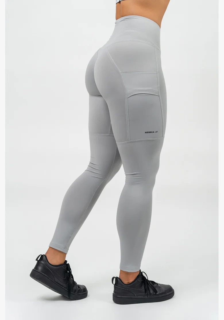 NEBBIA • Leggings a vita alta LEG DAY GOALS grigio • Nebshop.it