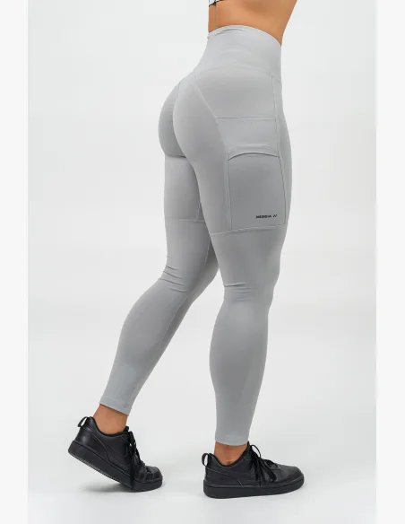 NEBBIA • Leggings a vita alta LEG DAY GOALS grigio • Nebshop.it