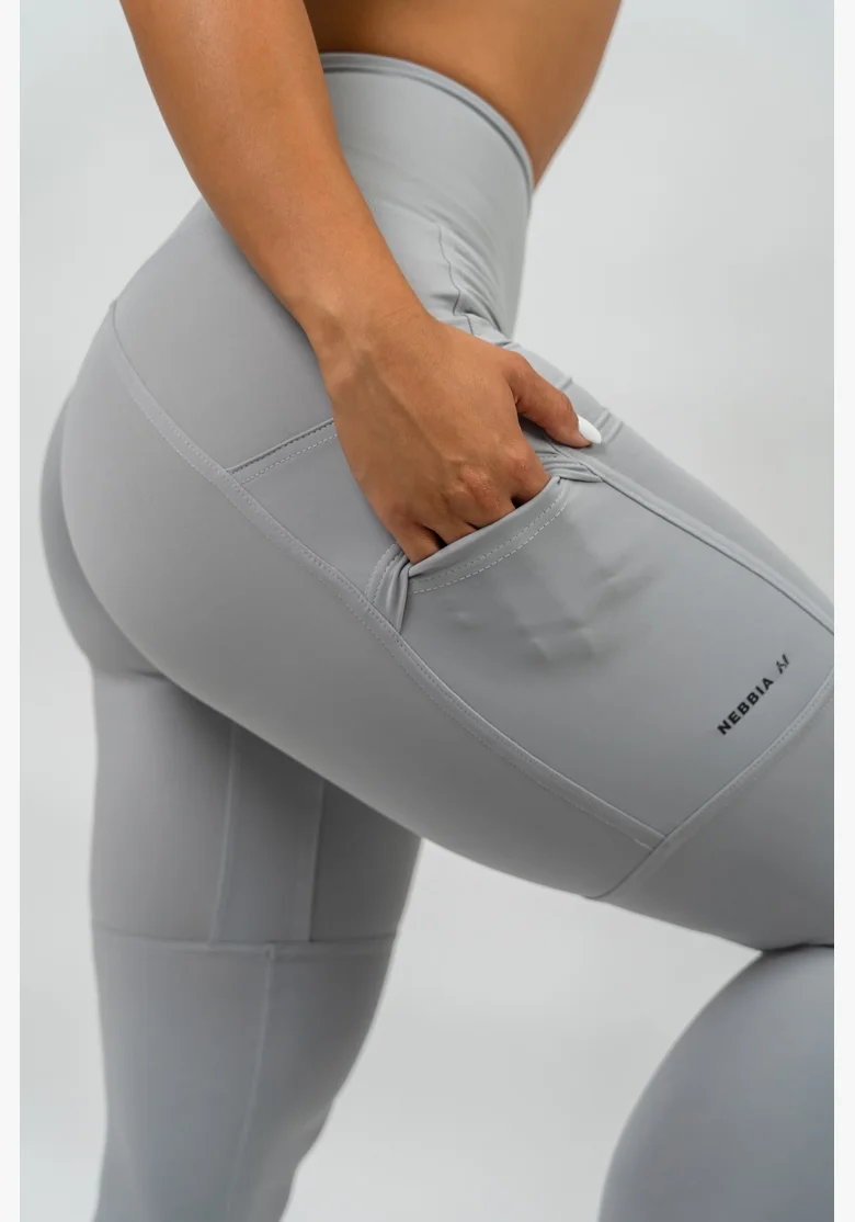 NEBBIA • Leggings a vita alta LEG DAY GOALS grigio • Nebshop.it