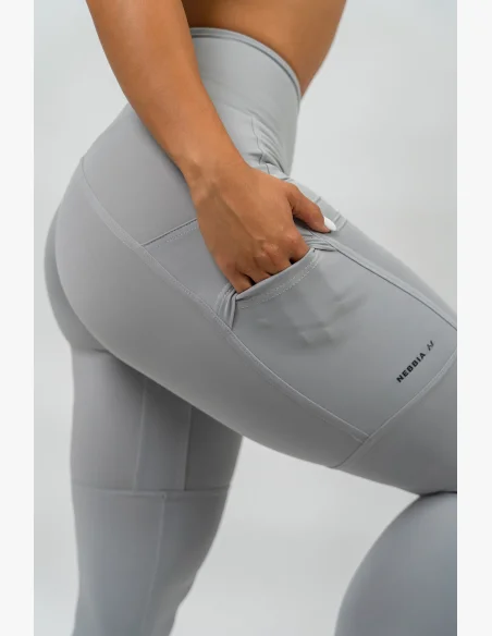 NEBBIA • Leggings a vita alta LEG DAY GOALS grigio • Nebshop.it