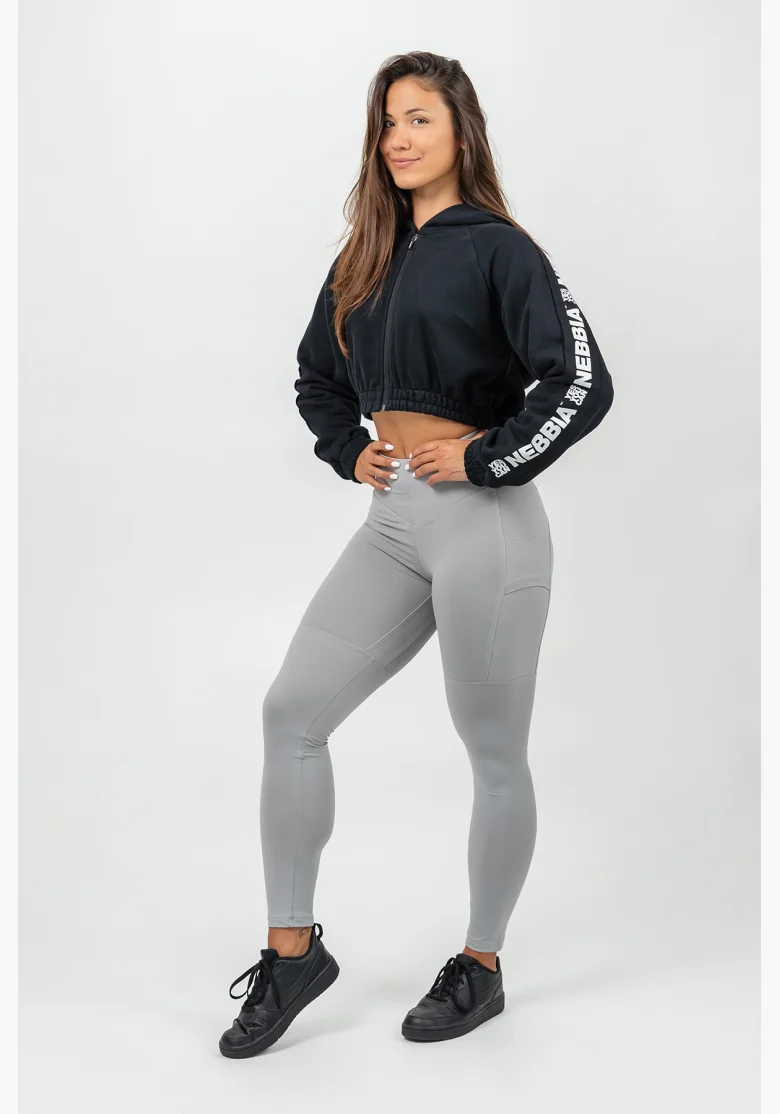NEBBIA • Leggings a vita alta LEG DAY GOALS grigio • Nebshop.it