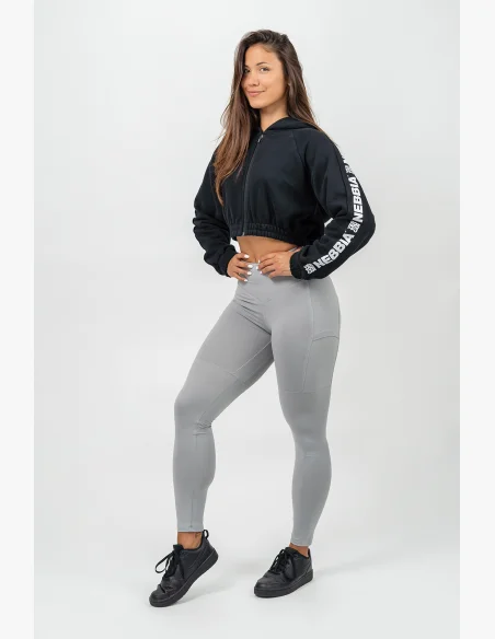 NEBBIA • Leggings a vita alta LEG DAY GOALS grigio • Nebshop.it