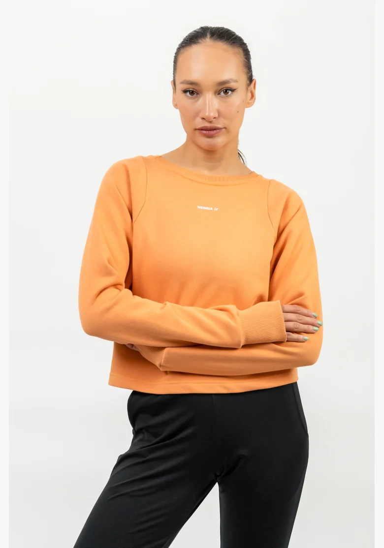 NEBBIA • Felpa cropped GYM SPIRIT arancione • NebShop.it