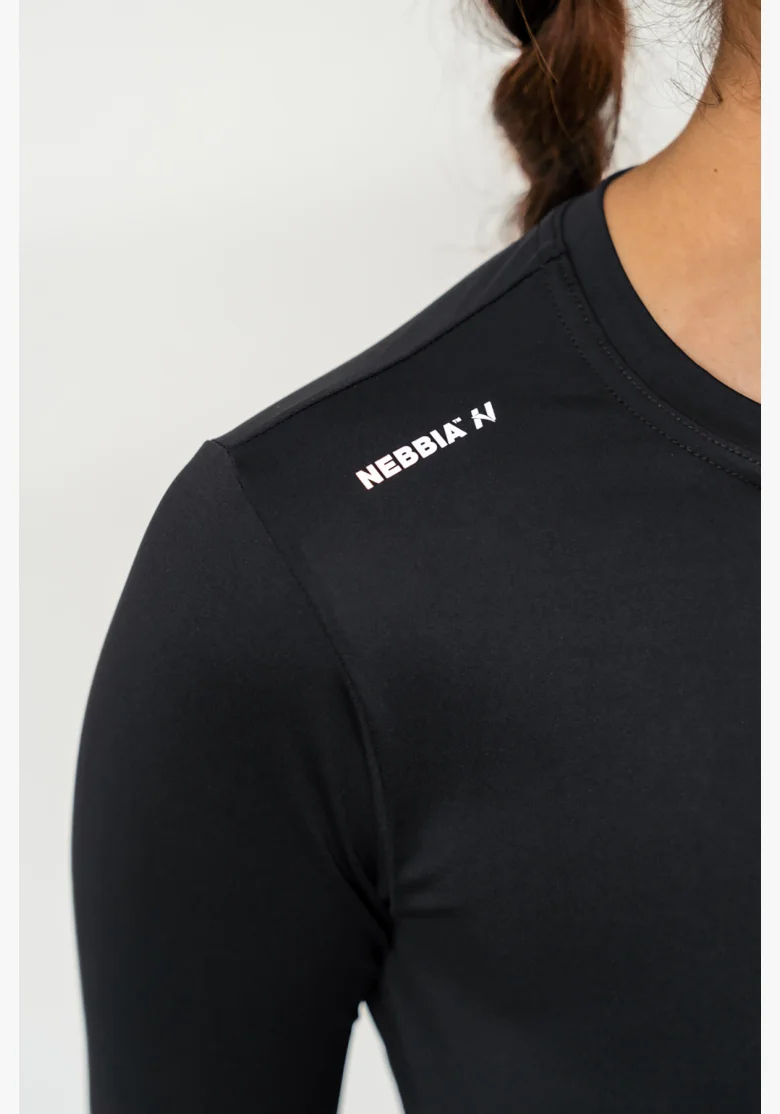 NEBBIA • Crop top con maniche lunghe ELEVATED nera • NebShop.cz