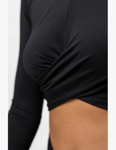 NEBBIA • Crop top con maniche lunghe ELEVATED nera • NebShop.cz