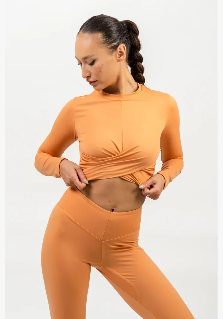 NEBBIA • Crop top a maniche lunghe ELEVATED arancione • NebShop.cz