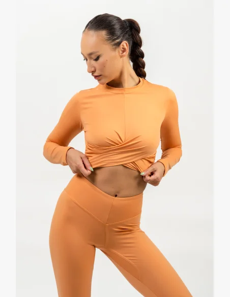 NEBBIA • Crop top a maniche lunghe ELEVATED arancione • NebShop.cz