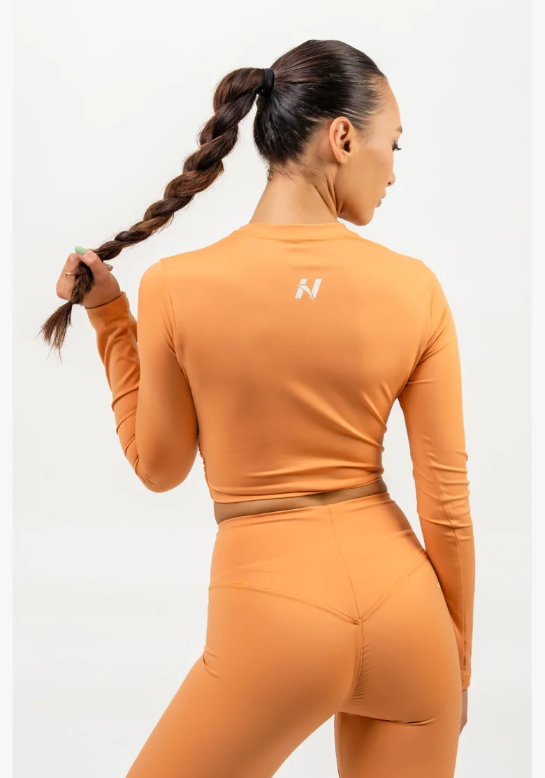 NEBBIA • Crop top a maniche lunghe ELEVATED arancione • NebShop.cz