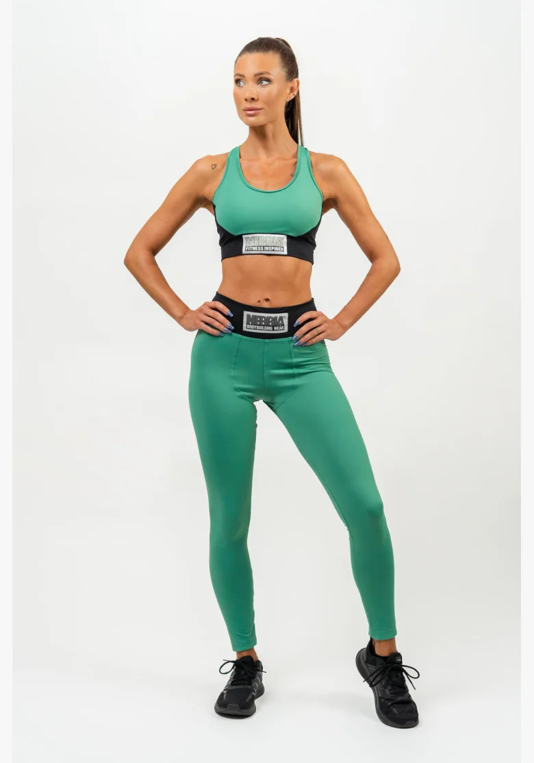 NEBBIA • Leggings a vita alta SIGNATURE verde • Nebshop.it