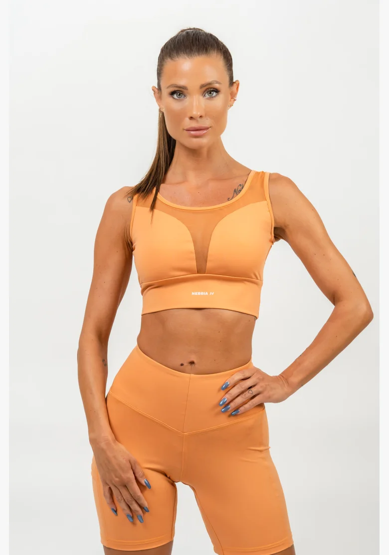 NEBBIA • Reggiseno sportivo con rete PERFORMANCE arancione • Nebshop.it