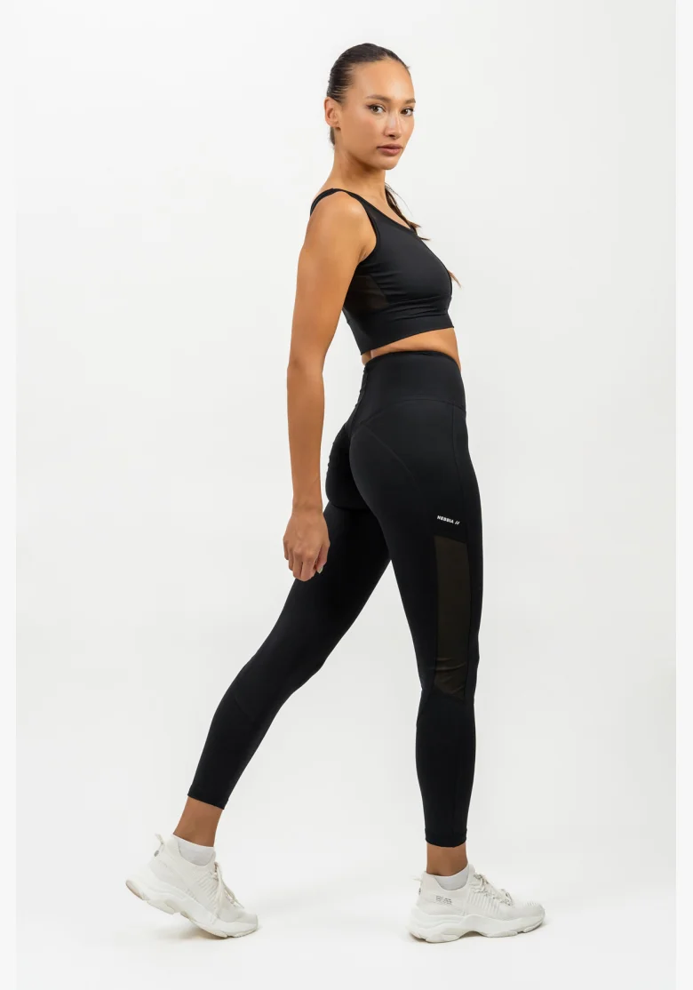 NEBBIA • Leggings con rete a vita alta PERFORMANCE nera • Nebshop.it