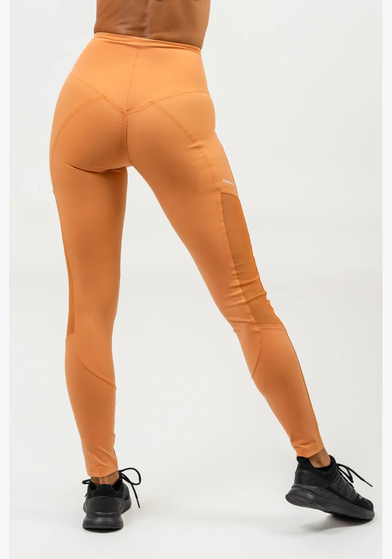 NEBBIA • Leggings con rete con vita alta PERFORMANCE arancione • Nebshop.it