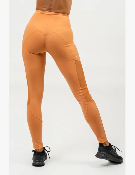NEBBIA • Leggings con rete con vita alta PERFORMANCE arancione • Nebshop.it