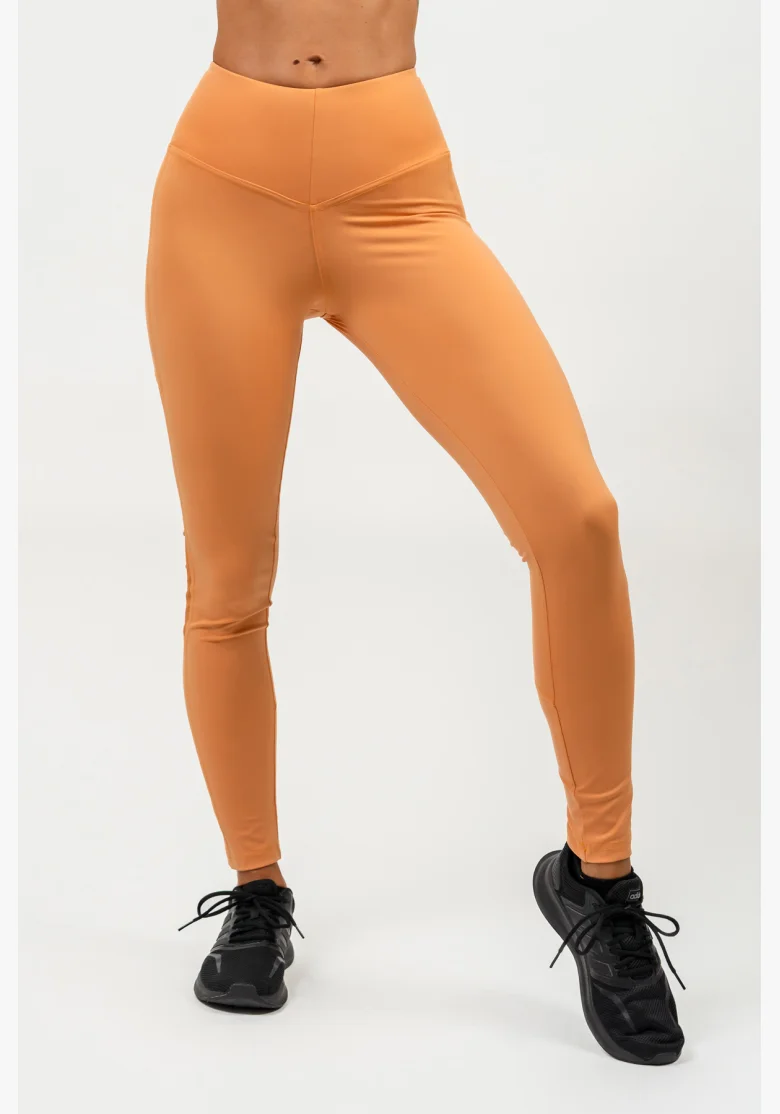 NEBBIA • Leggings con rete con vita alta PERFORMANCE arancione • Nebshop.it