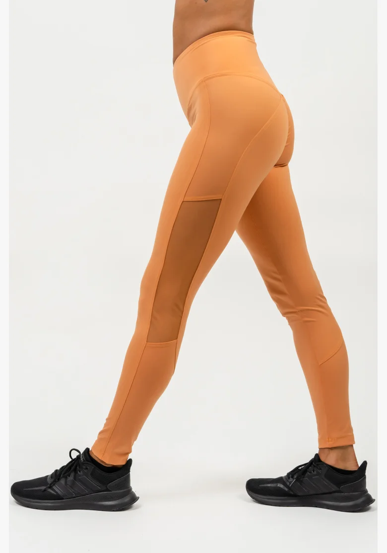 NEBBIA • Leggings con rete con vita alta PERFORMANCE arancione • Nebshop.it
