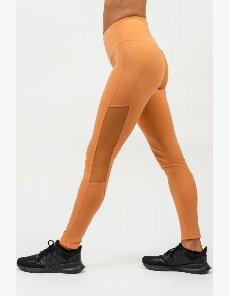 NEBBIA • Leggings con rete con vita alta PERFORMANCE arancione • Nebshop.it