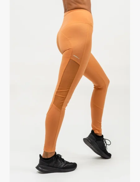 NEBBIA • Leggings con rete con vita alta PERFORMANCE arancione • Nebshop.it