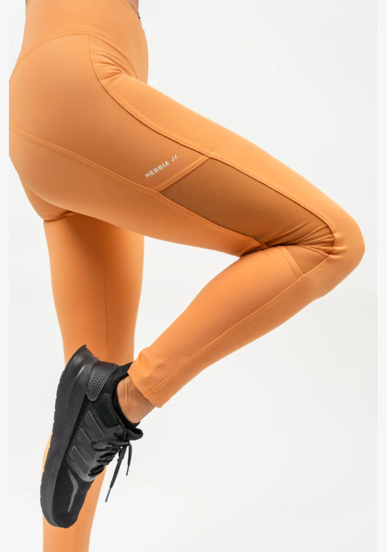 NEBBIA • Leggings con rete con vita alta PERFORMANCE arancione • Nebshop.it