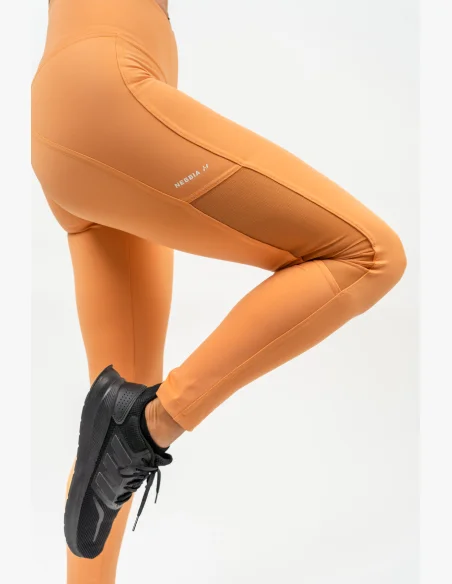 NEBBIA • Leggings con rete con vita alta PERFORMANCE arancione • Nebshop.it
