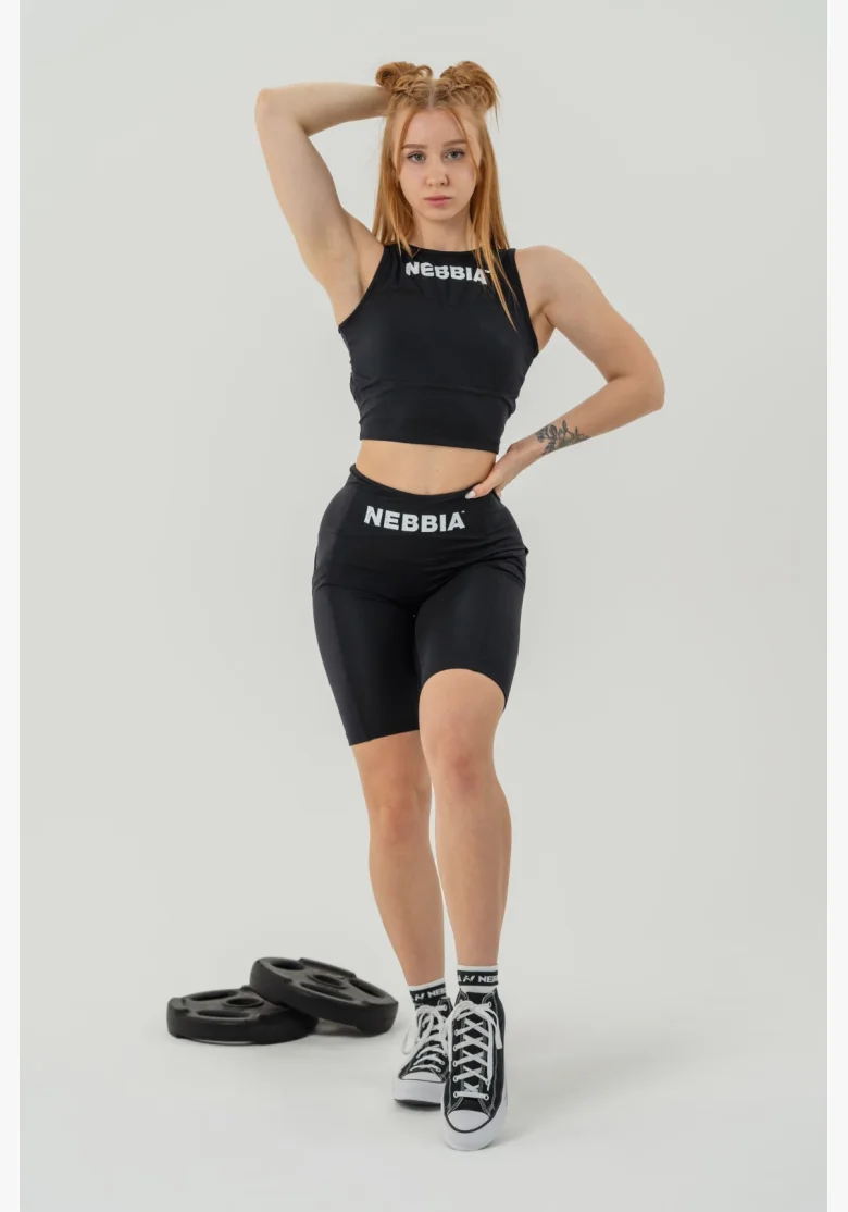 NEBBIA • Crop top top GYM THERAPY nero • Nebshop.it