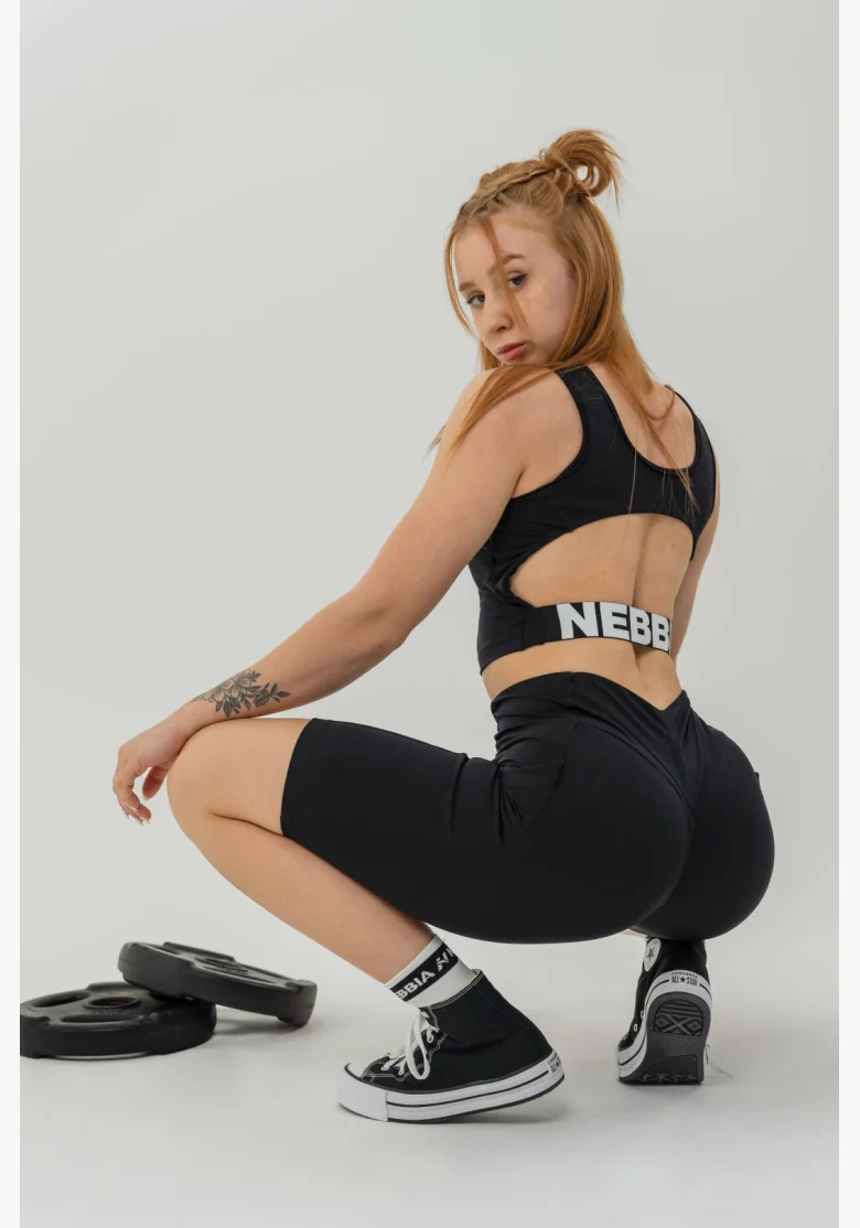 NEBBIA • Crop top top GYM THERAPY nero • Nebshop.it