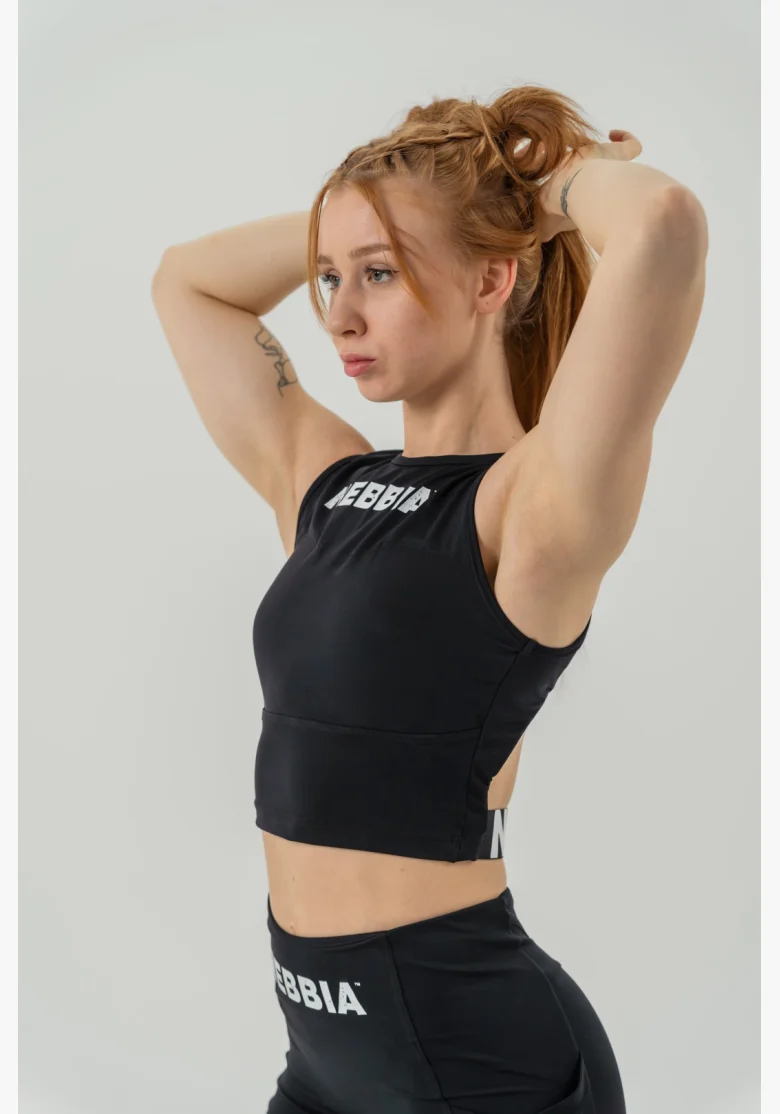 NEBBIA • Crop top top GYM THERAPY nero • Nebshop.it