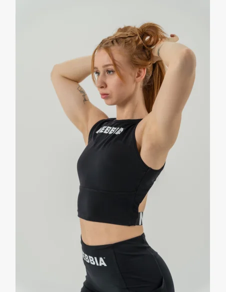 NEBBIA • Crop top top GYM THERAPY nero • Nebshop.it