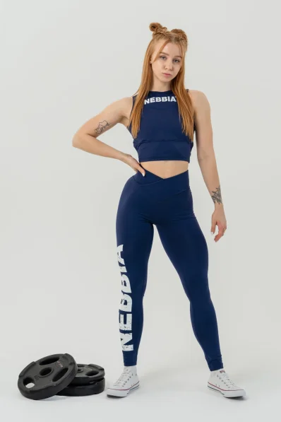 NEBBIA • NEBBIA Fitness leggings con vita alta GLUTE CHECK blu • Nebshop.it 2