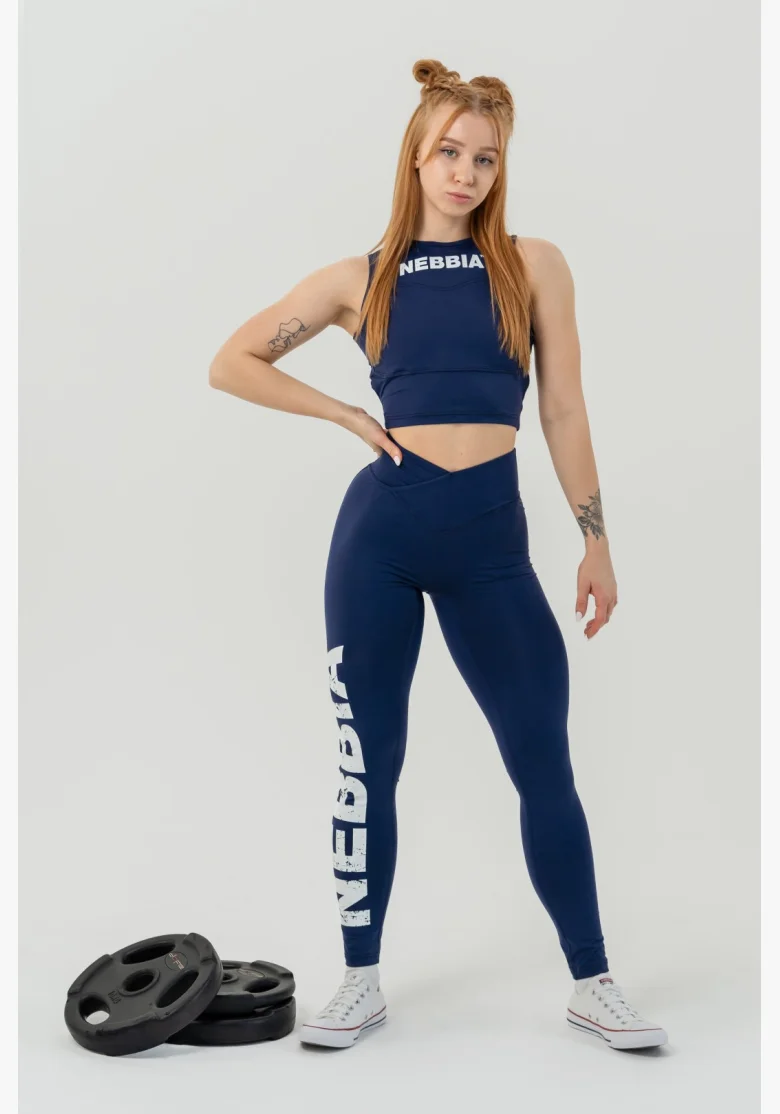 NEBBIA • NEBBIA Fitness leggings con vita alta GLUTE CHECK blu • Nebshop.it