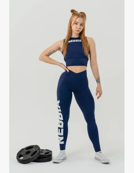 NEBBIA • NEBBIA Fitness leggings con vita alta GLUTE CHECK blu • Nebshop.it