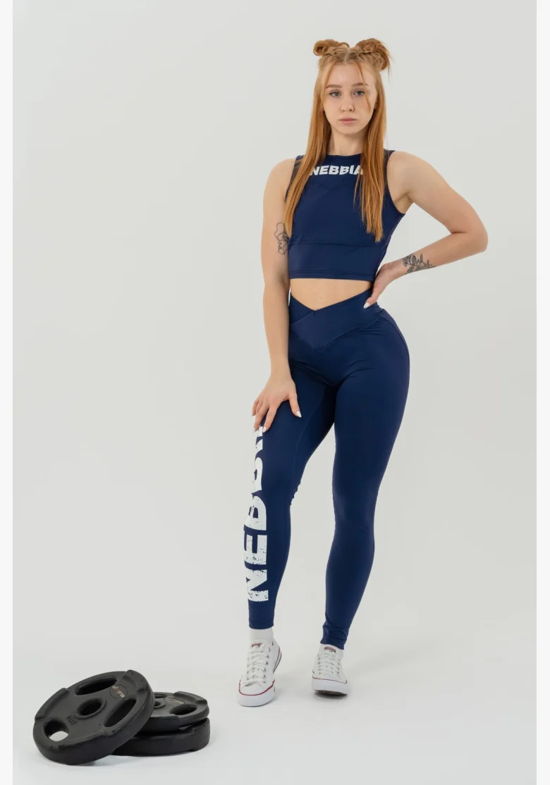 NEBBIA • NEBBIA Fitness leggings con vita alta GLUTE CHECK blu • Nebshop.it