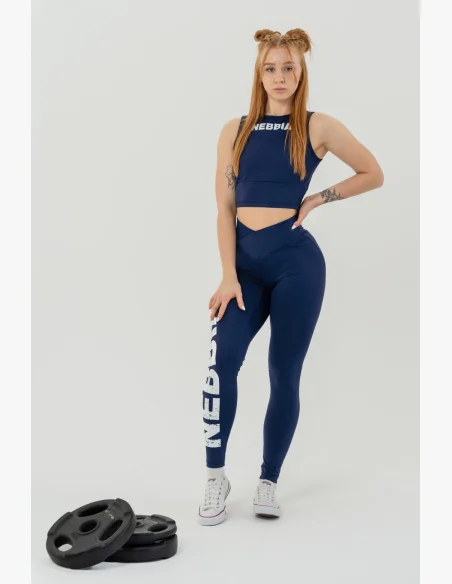 NEBBIA • NEBBIA Fitness leggings con vita alta GLUTE CHECK blu • Nebshop.it