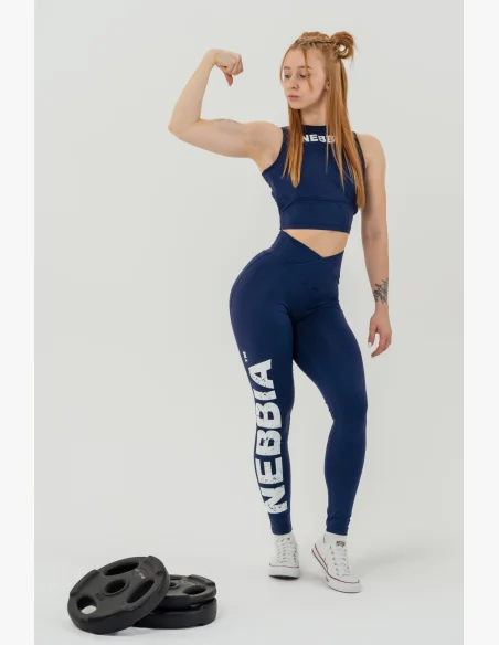 NEBBIA • NEBBIA Fitness leggings con vita alta GLUTE CHECK blu • Nebshop.it
