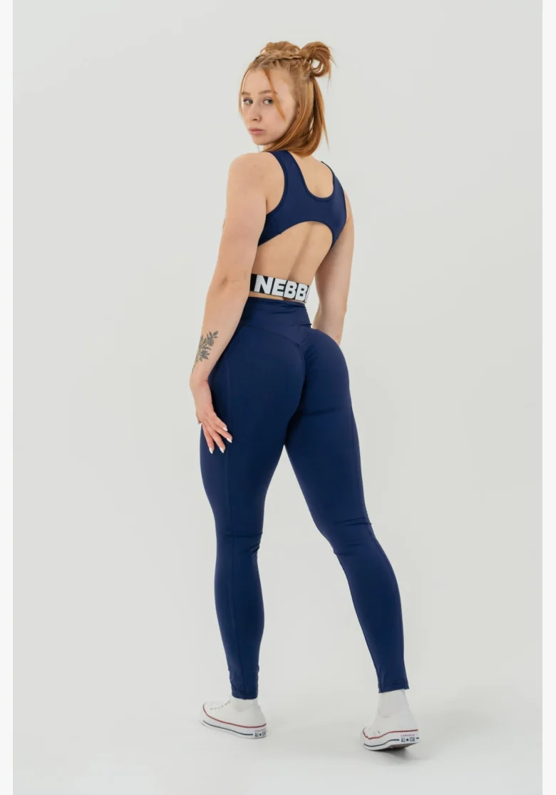 NEBBIA • NEBBIA Fitness leggings con vita alta GLUTE CHECK blu • Nebshop.it